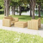 vidaXL Salon de jardin 3 Pièces Bois massif de pin imprégné