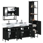 vidaXL Ensemble de meubles salle de bain 4 Pièces noir bois d'ingénierie
