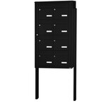 Bloc collectif Leabox 2x4 grade 3 simple face Extérieur sur pieds à sceller Noir 9005 finition brillante