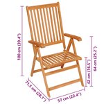 vidaXL Chaises de jardin lot de 6 avec coussins crème Bois teck massif