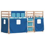 vidaXL Lit superposé avec rideaux bleu 90x190 cm bois pin massif