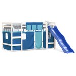 vidaXL Lit mezzanine enfants et rideaux bleu 80x200cm bois pin massif