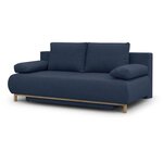 Banquette convertible 3 places MIKA - Tissu bleu foncé - Coffre de rangement - 192 x 84 x 93 cm