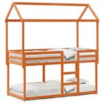 vidaXL Lit superposé avec toit cire marron 80x200cm bois massif de pin