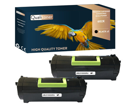 Qualitoner x2 toners 602x noir compatible pour lexmark