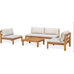 Salon de jardin en bois d'Acacia avec coussins - MANDI - 5 personnes