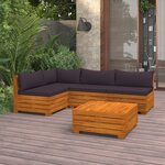 vidaXL Salon de jardin 5 Pièces avec coussins Bois d'acacia solide