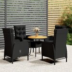 vidaXL Mobilier de bistro de jardin 5 Pièces Résine tressée Noir