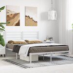 vidaXL Cadre de lit métal avec tête de lit blanc 135x190 cm