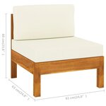 vidaXL Salon de jardin 6 Pièces avec coussins blanc crème Bois d'acacia