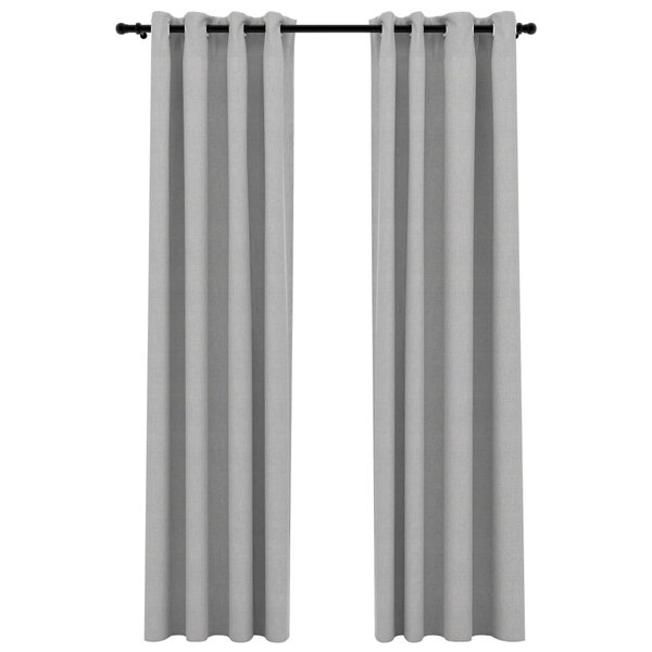 vidaXL Rideaux occultants Aspect lin avec œillets 2 Pièces Gris 140x225cm
