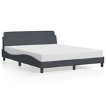 vidaXL Cadre de lit avec tête de lit Gris foncé 160x200 cm Velours