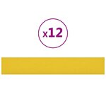 vidaXL Panneaux muraux 12 Pièces Jaune clair 90x15 cm Tissu 1 62 m²