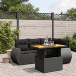 vidaXL Salon de jardin 5 Pièces avec coussins noir résine tressée