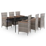 vidaXL Ensemble de salle à manger de jardin avec coussins 7 Pièces Gris