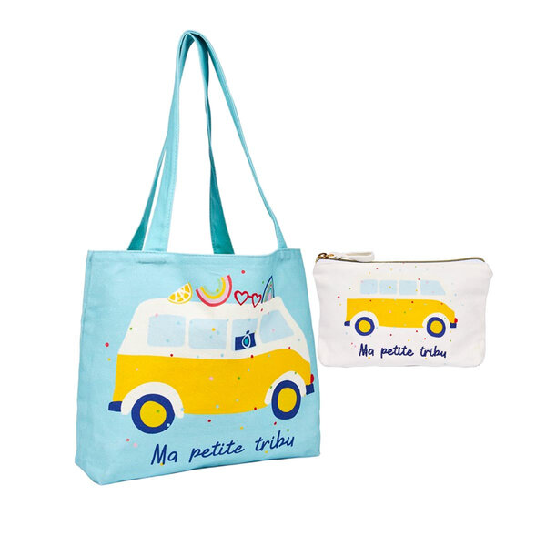 Kit Tote Bag & Pochette Family Pop " Ma Petite Tribu" - Draeger paris