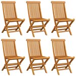 vidaXL Chaises de jardin et coussins gris lot de 6 Bois de teck massif