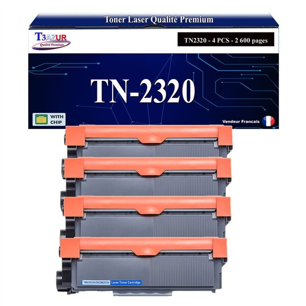4 Toners compatibles avec Brother TN2320 pour Brother DCP-L2500D   L2520DW   L2540DN   L2560DW - 2 600 pages - T3AZUR