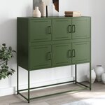 vidaXL Buffet vert olive 100 5x39x107 cm acier laminé à froid