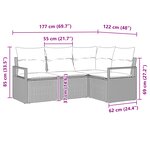 Ensemble de canapés de jardin 4 pièces avec coussins Noir Poly Rattan