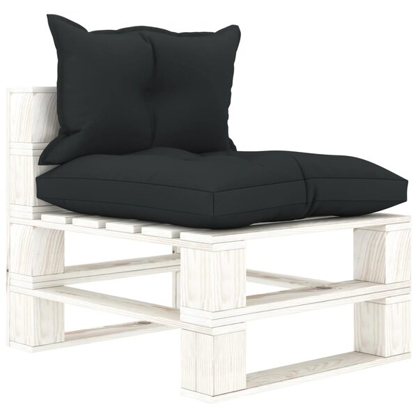 vidaXL Canapé palette de milieu de jardin et coussins anthracite Bois