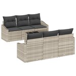 vidaXL Set de Canapé de Jardin 7 Pièces avec Coussins Gris Clair Poly Rattan