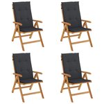 vidaXL Chaises de jardin inclinables lot de 4 et coussins bois teck