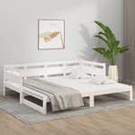 vidaXL Lit coulissant Blanc Bois de pin solide 2x(90x190) cm