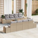 vidaXL Ensemble de canapé de jardin 7 pièces avec coussins beige poly rotin acacia