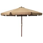 vidaXL Parasol avec mât en bois 330 cm Taupe