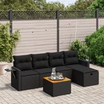 vidaXL Salon de jardin 6 Pièces avec coussins noir résine tressée