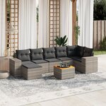 vidaXL Salon de jardin 8 Pièces avec coussins gris résine tressée