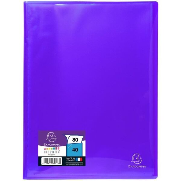 EXACOMPTA - Protege documents soudé - 21 x 29,7 - 80 vues - Pochettes crital lisses - Bleu turquoise