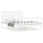 vidaXL Cadre de lit avec tête de lit blanc King Size bois massif