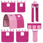 vidaXL Lit mezzanine enfants avec tour rose 90x190 cm bois pin massif