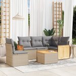 vidaXL Salon de jardin avec coussins 6 Pièces beige résine tressée