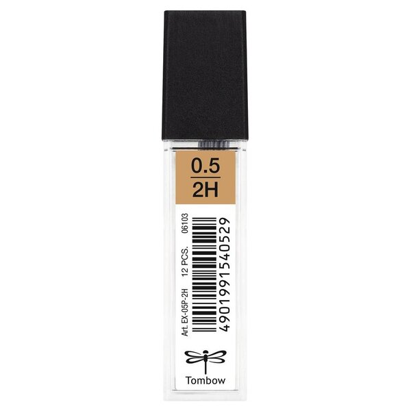 Etui de 12 mines pour porte-mine pointe calibrée 0 5 mm dureté 2h x 12 tombow
