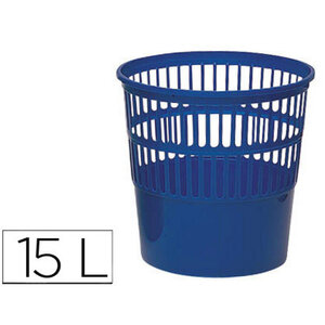 Corbeille à papier q-connect ajourée polystyrène souple et très résistant 15l coloris bleu