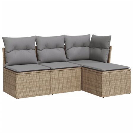 vidaXL Salon de jardin avec coussins 4 Pièces beige résine tressée