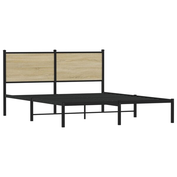 vidaXL Cadre de lit en métal avec tête de lit chêne sonoma 137x190 cm