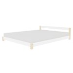 Lit double scandinave COMFY 160 x 200 blanc et naturel