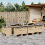 vidaXL Ensemble à manger de jardin et coussins 15 Pièces mélange beige