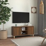 vidaXL Meuble TV avec pieds en bois massif Chêne marron 103 5x35x50 cm