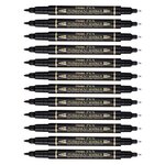 Marqueur permanent Pen double pointe noir x 12 PENTEL
