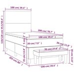 vidaXL Sommier à lattes de lit avec matelas Noir 100x200 cm Tissu