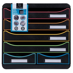 Module De Classement Big Box Maxi 6 Tiroirs Black Office - Noir/arlequin - Exacompta