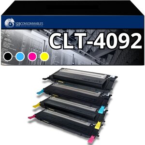 123CONSOMMABLES - CLT-4092S Compatible pour Samsung CLT-4092S Cartouche de Toners CLT-4092S K4092S C4092S M4092S Y4092S Compatible pour Samsung CLP-320 CLP-325 CLX-3180 CLX-3185