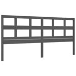vidaXL Cadre de lit avec tête de lit gris 200x200 cm bois massif