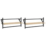vidaXL Étagères murales avec barres 2 Pièces chêne sonoma 65x25x30 cm