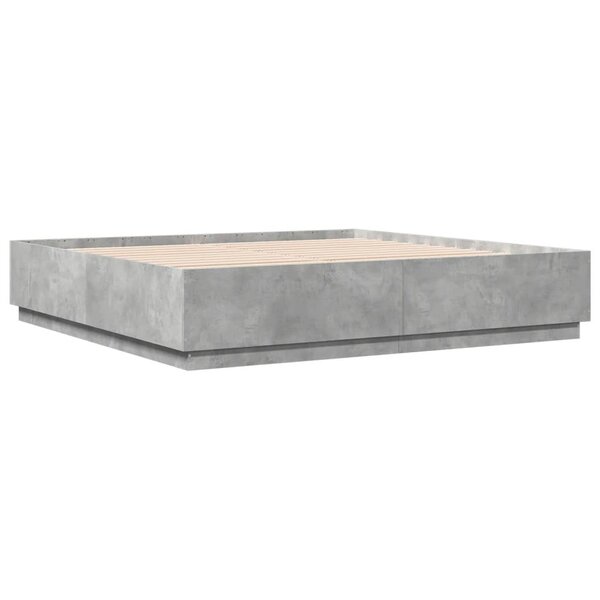 vidaXL Cadre de lit gris béton 200x200 cm bois d'ingénierie